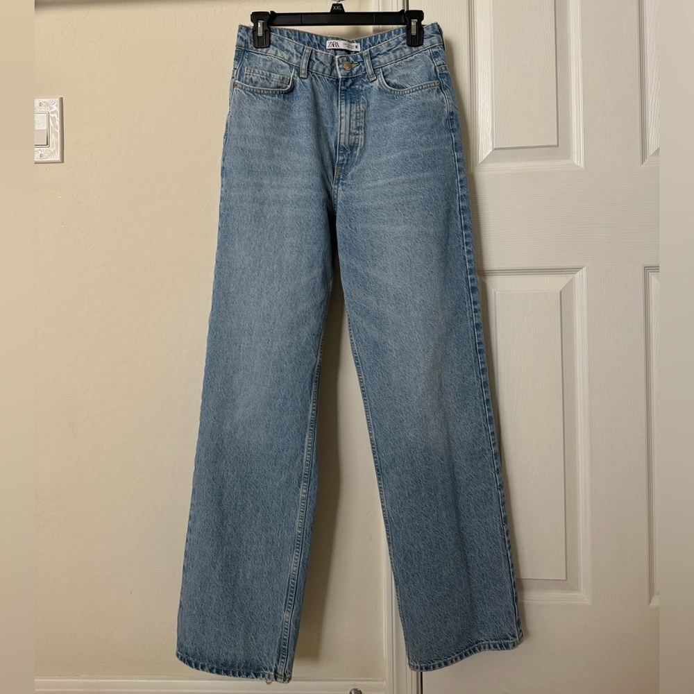 ZARA WOMEN’S HIGH-WAISTED FULL LENGTH Z1975 STRAIGHT LEG JEANS, SIZE 6